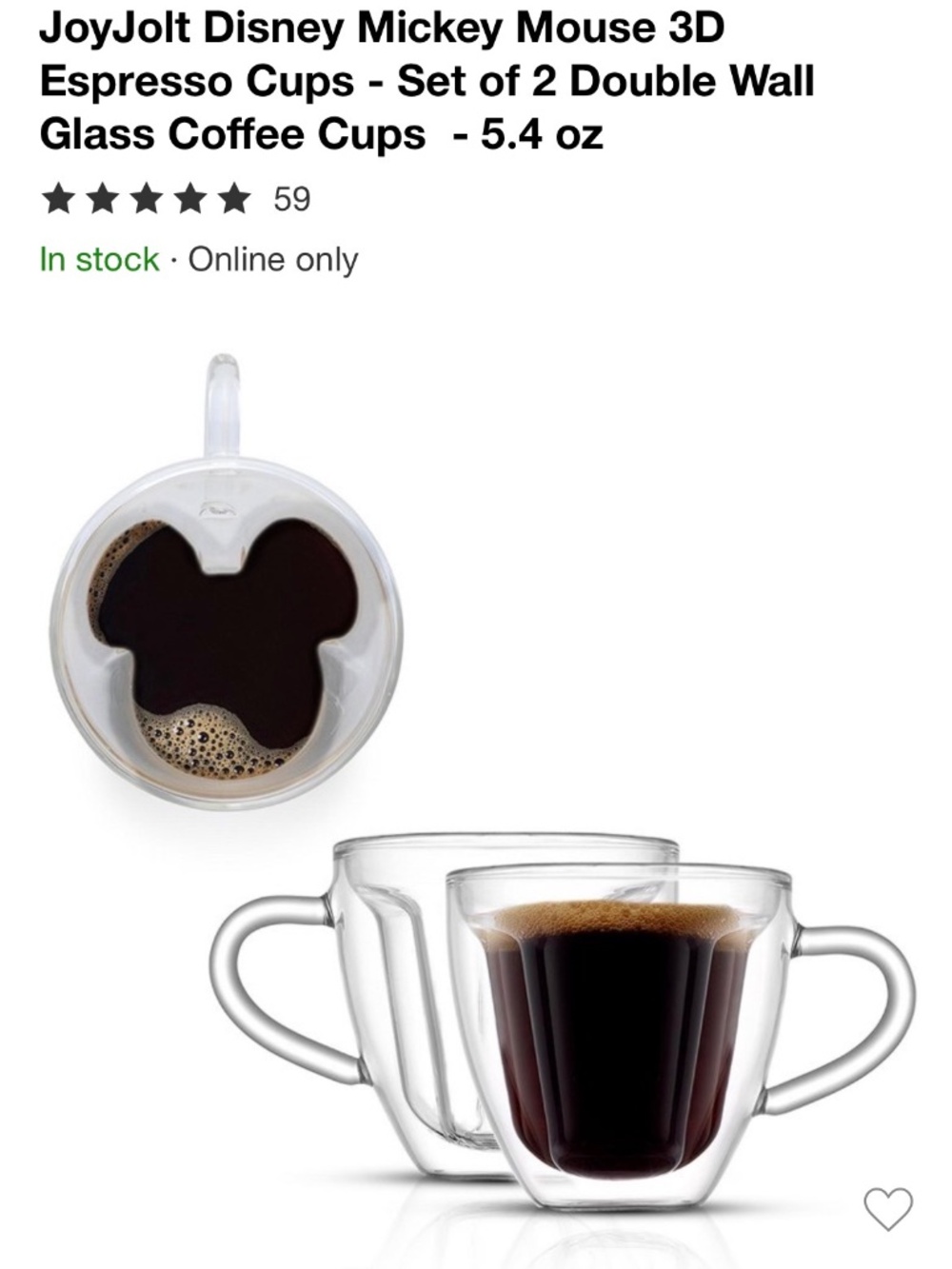 Mickey Mouse 3D Espresso Cups